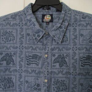 Reyn Spooner Mens S/S Blue Cotton Casual Hawaiian Button-down Shirt - Size 2XL